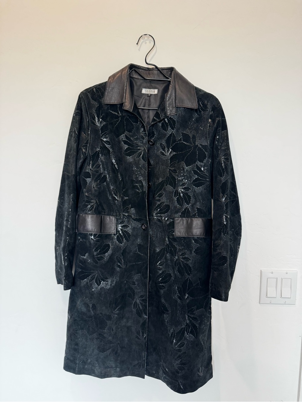 Vintage Velvet Black Coat with Floral Designs goth whimsigoth dark academia